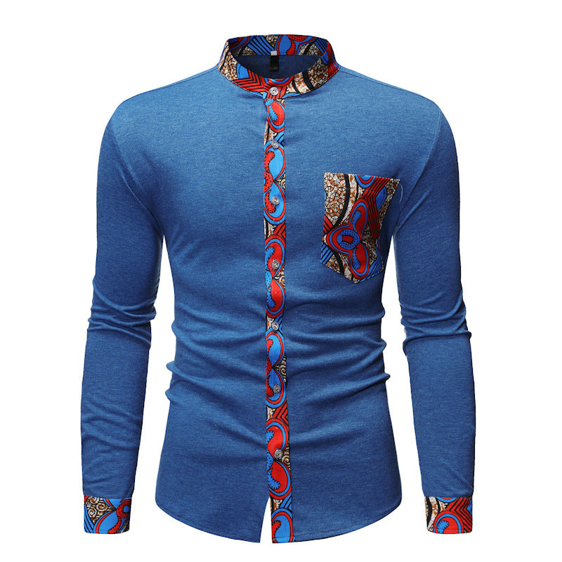 Cross Border Fashion Men's Shirt New Men's African