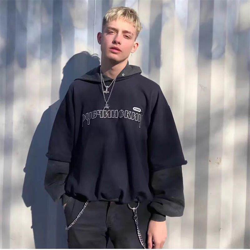 INS Russian Embroidery OVERSIZE Terry Hoodie Fashion
