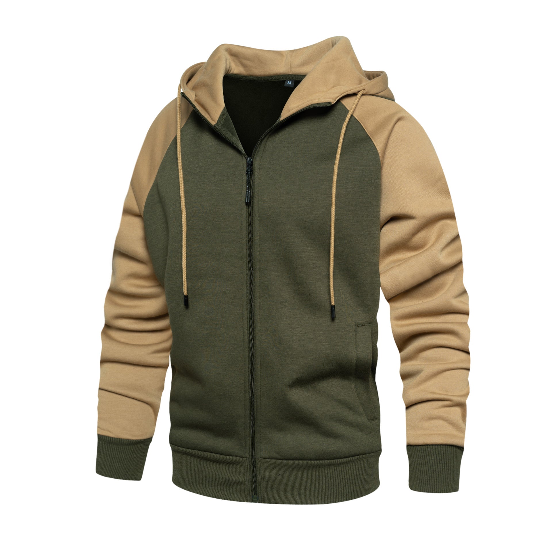 New Color Contrast Zip Cardigan Hoodie Oversize Loose
