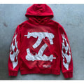 Printed Loose-fit Gothic Streetwear Brand Patchwork Sports Hoodie