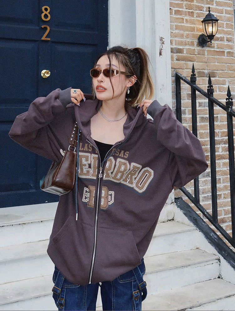 Vintage Hoodie Women's Oversize Cardigan Coat